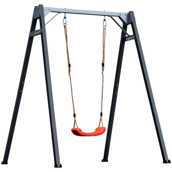 Jednoduchá zahradní houpačka grafitově šedé + červená houpačka